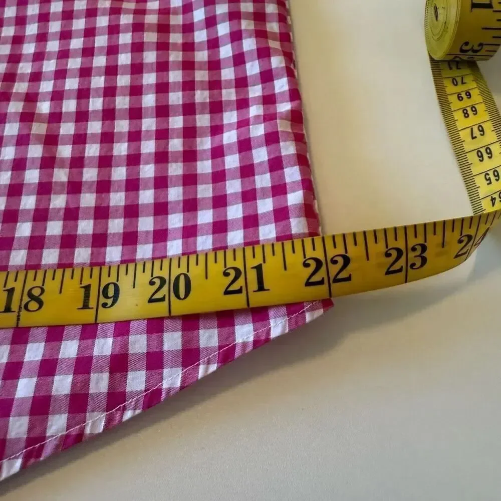 Faconnable Classic Pink & White Checked Long Slv Blouse Sz L